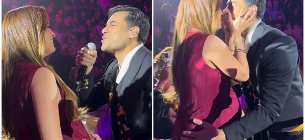 Carlos-Rivera-y-Cynthia-Rodriguez-protagonizan-romantico-beso-en-el-palenque-de-Tlaxcala