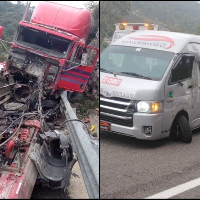 Trailer-sin-frenos-arrastra-vehiculos-en-la-autopista-San-Cristobal-Chiapa-de-Corzo-hay-un-muerto
