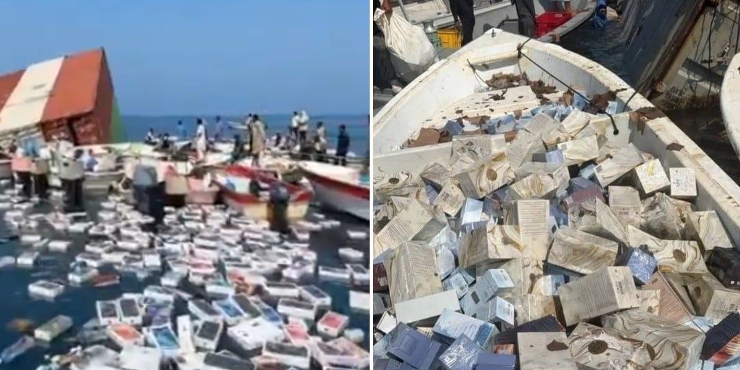 VIDEO-Pescadores-recuperan-presuntos-iPhones-del-mar-tras-hundimiento-de-un-barco-en-Ormuz